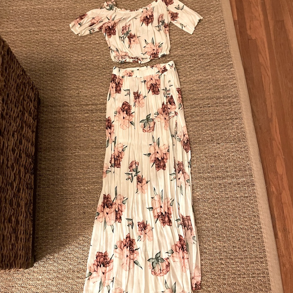 2 piece crop top and maxi skirt